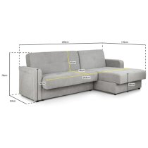 Kira Plush Velvet Sofa Bed Corner In Grey