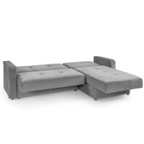 Kira Plush Velvet Sofa Bed Corner In Grey