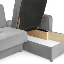 Kira Plush Velvet Sofa Bed Corner In Grey