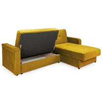 Kira Plush Velvet Sofa Bed Corner In Mustard