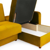 Kira Plush Velvet Sofa Bed Corner In Mustard