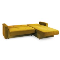 Kira Plush Velvet Sofa Bed Corner In Mustard