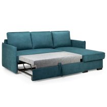 Melina Fabric Corner Sofa Bed In Teal