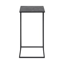 Ibiza Wooden Side Table In Black Marble Effect