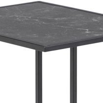 Ibiza Wooden Side Table In Black Marble Effect