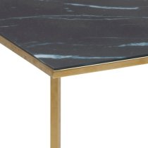 Arcata Black Marble Glass Side Table Square With Gold Frame