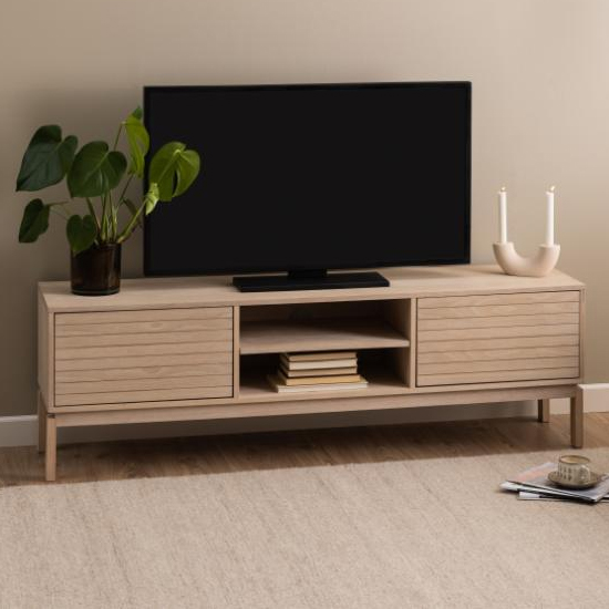 Labasa TV Stand 2 Doors In White Pigmented Oiled Oak