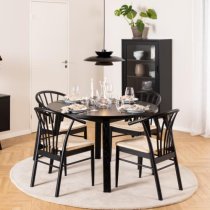 Alisto Wooden Extending Dining Table Round In Matt Black