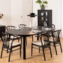 Alisto Wooden Extending Dining Table Round In Matt Black