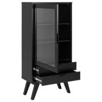 Alisto Wooden Display Cabinet Small In Matt Black