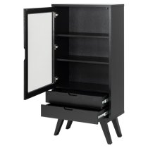 Alisto Wooden Display Cabinet Small In Matt Black