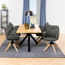 Hyeres Wooden Dining Table In Oak With Matt Black Legs