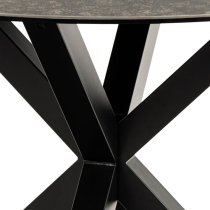 Hyeres Ceramic Dining Table Round In Black With Matt Black Legs