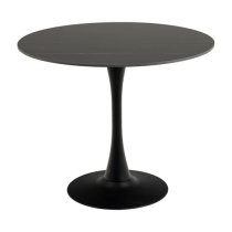 Macon Ceramic Dining Table Round In Grantham Matt Black