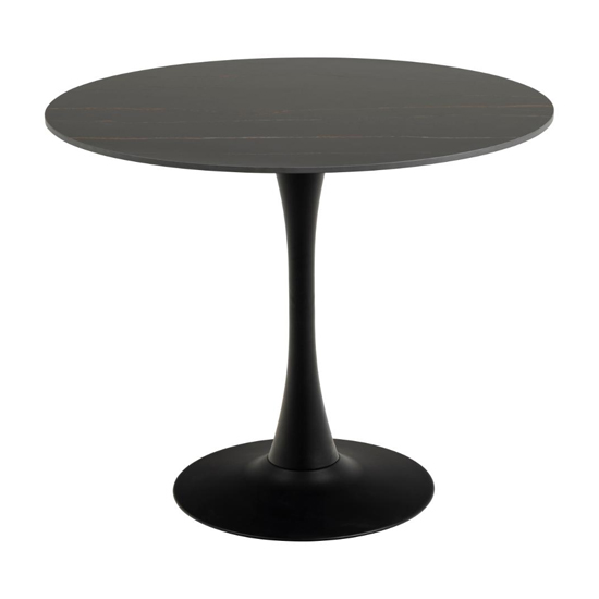 Macon Ceramic Dining Table Round In Grantham Matt Black