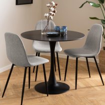 Macon Ceramic Dining Table Round In Grantham Matt Black