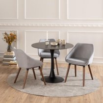 Macon Ceramic Dining Table Round In Grantham Matt Black