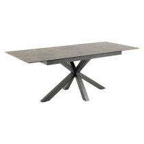 Hyeres Extending Ceramic Dining Table In Black With Black Legs