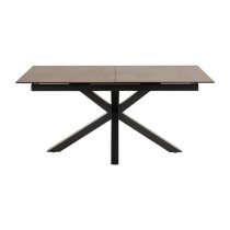 Hyeres Extending Ceramic Dining Table In Brown With Black Legs