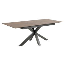 Hyeres Extending Ceramic Dining Table In Brown With Black Legs