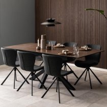 Hyeres Extending Ceramic Dining Table In Brown With Black Legs