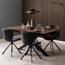 Hyeres Extending Ceramic Dining Table In Brown With Black Legs