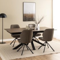 Hyeres Extending Ceramic Dining Table Large In Brown