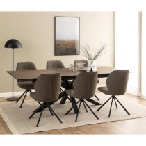 Hyeres Extending Ceramic Dining Table Large In Brown