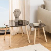 Ravello Marble Side Table Round In Emperador Brown