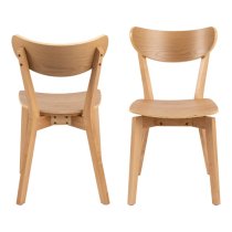 Reims Oak Rubberwood Dining Chairs In Pair