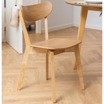 Reims Oak Rubberwood Dining Chairs In Pair