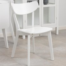 Reims White Rubberwood Dining Chairs In Pair