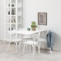 Reims Extending Wooden Dining Table In White