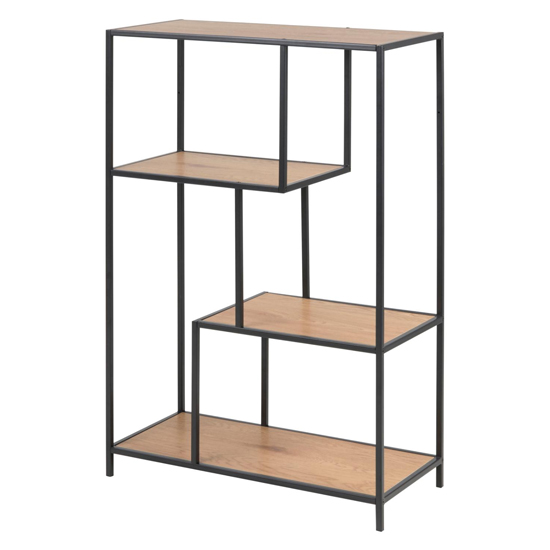 Salvo Bookcase 3 Wooden Shelves With Black Metal Frame