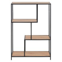 Salvo Bookcase 3 Wooden Shelves With Black Metal Frame