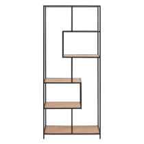 Salvo Bookcase 5 Wooden Shelves With Black Metal Frame