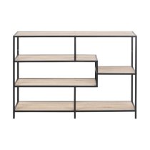 Salvo Wooden Bookcase 4 Shelves Wide With Black Metal Frame