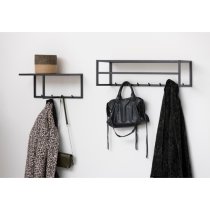 Salvo Wooden Coat Rack Wall Hung With 4 Hooks In Ash Black