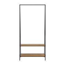 Salvo Wooden Clothes Rack With 2 Shelves In Matt Wild Oak