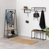 Salvo Wooden Clothes Rack With 2 Shelves In Matt Wild Oak