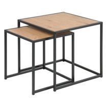 Salvo Wooden Nest Of 2 Tables Square In Matt Wild Oak