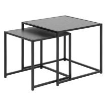 Salvo Wooden Nest Of 2 Tables Square In Ash Black