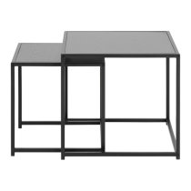 Salvo Wooden Nest Of 2 Tables Square In Ash Black