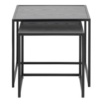 Salvo Wooden Nest Of 2 Tables Square In Ash Black