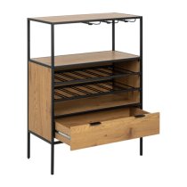 Salvo Wooden Storage Cabinet With 4 Shelves In Matt Wild Oak