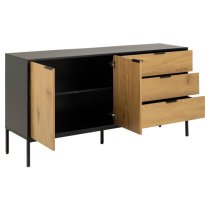 Salvo Wooden Sideboard With 2 Doors 3 Drawers In Matt Wild Oak