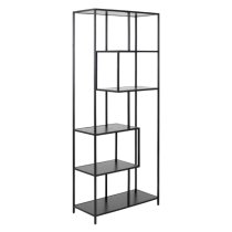 Salvo Wooden Bookcase Tall With 5 Shelves In Ash Black