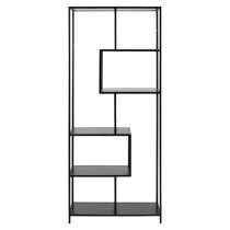 Salvo Wooden Bookcase Tall With 5 Shelves In Ash Black