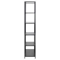 Salvo Wooden Bookcase Tall With 5 Shelves In Ash Black