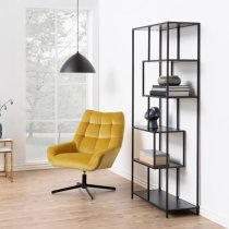 Salvo Wooden Bookcase Tall With 5 Shelves In Ash Black